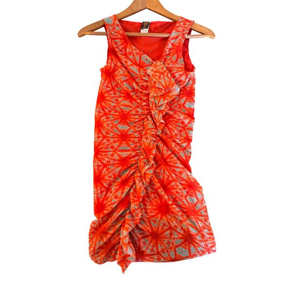 JEAN PAUL GAULTIER Soleil Stretchy Mesh Top w Ruffle Size Medium M Fuzzi Bright - Picture 2 of 6